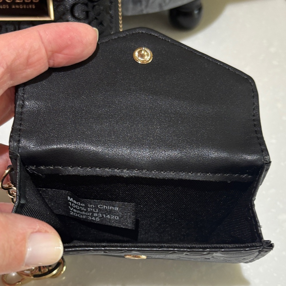 GUESS Black Embossed Wallet and Keychain Set - Picture 3 of 9